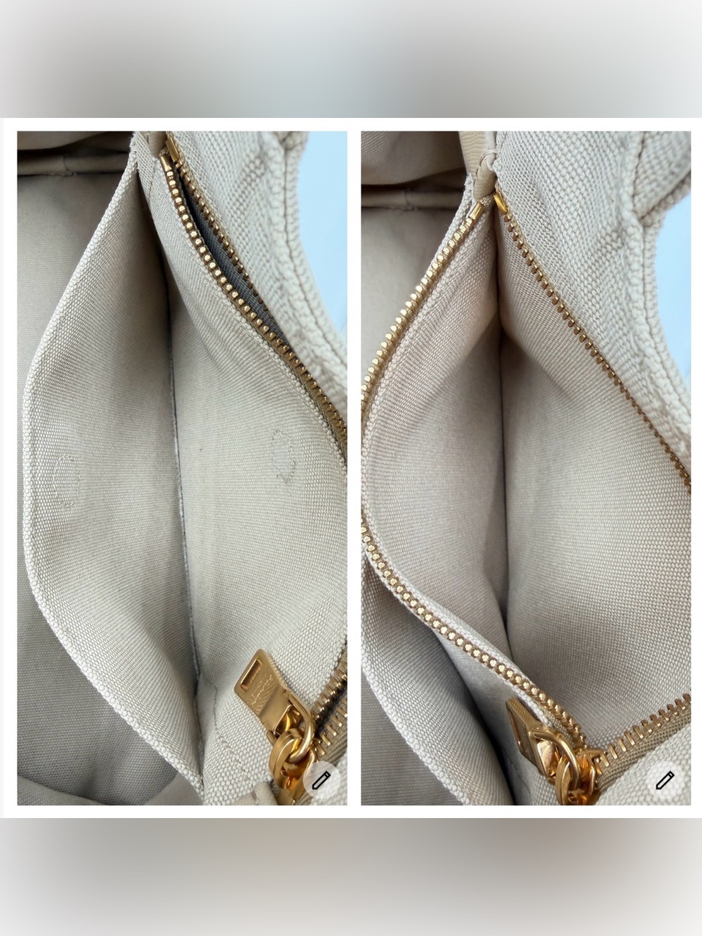 Prada Canapa Large Khaki Tote w/Dust Bag and Entrupy COA Very Good Condition - Picture 10 of 16
